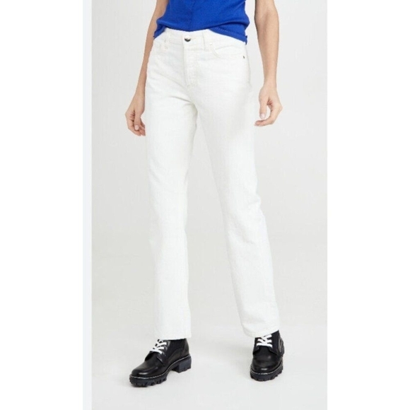 Goldsign Women's Cream Benefit High Rise Relaxed Straight Jeans Size 26 - Picture 4 of 16